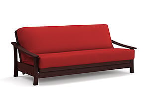 Premium Futon Set - Full Size - Pagoda Black Walnut Wall Hugger Frame, Mattress w/Removable Suede Cover