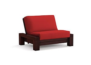 Futon Set - Twin Chair Size - Rockwell Black Walnut Wall Hugger Frame, Mattress w/Removable Solid Cover