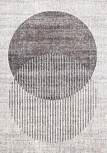 Swift Grey White Two Merging Circles Rug by Kalora