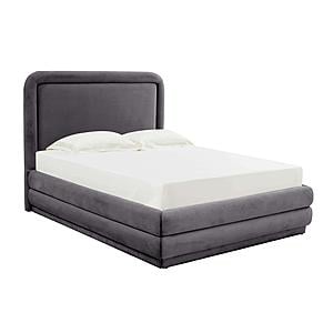 Briella Dark Gray Velvet Bed in Full by TOV Furniture