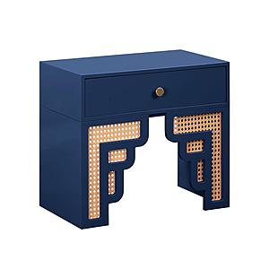 Suzie Navy & Rattan Nightstand by TOV Furniture