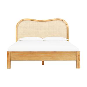 Grappa Natural Wood & Rattan Queen Bed by TOV Furniture