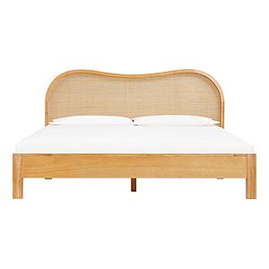 Grappa Natural Wood & Rattan King Bed by TOV Furniture
