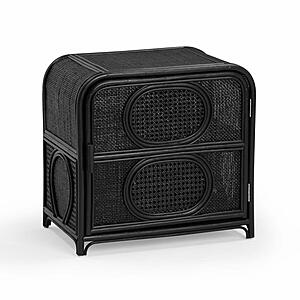 Tina Black Rattan Nightstand by TOV Furniture