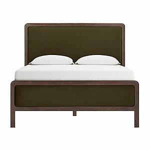Hella Forest Green Velvet Queen Bed by TOV Furniture