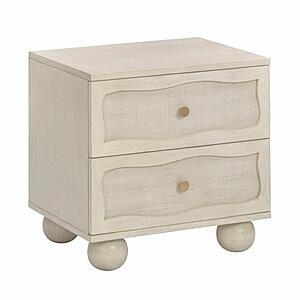 Grappa Whitewashed Wood & Raffia Wavy Nightstand by TOV Furniture