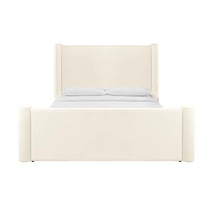 Athara Cream Velvet Queen Bed by TOV Furniture