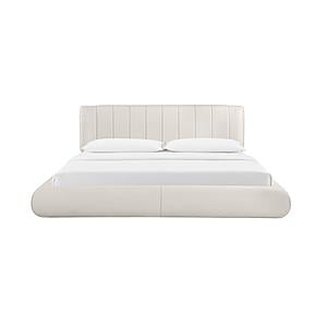 Karol Cream Vegan Leather Queen Bed by TOV Furniture