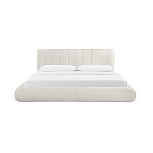 Karol Cream Vegan Leather King Bed by TOV Furniture