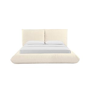 Romp Cream 100% Recycled Linen Queen Bed by TOV Furniture