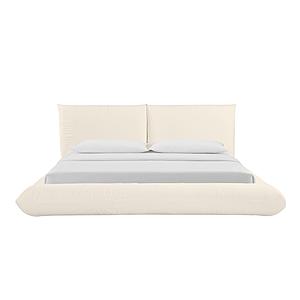 Romp Cream 100% Recycled Linen King Bed by TOV Furniture