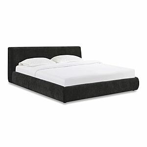 Isla Charcoal Textured Velvet Queen Bed by TOV Furniture