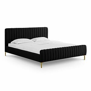 Angela Black Upcycled Linen King Bed by TOV Furniture