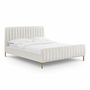 Angela Natural Upcycled Linen Queen Bed by TOV Furniture