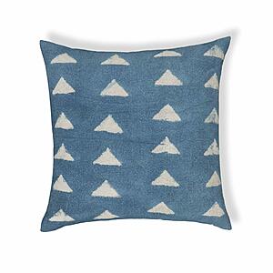 Indigo Triangles Cotton 20 inch Square Accent Pillow by TOV Furniture