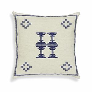 Aztec Cream & Indigo Wool 20 inch Square Accent Cushion by TOV Furniture