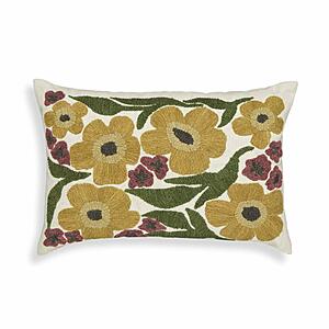 Blossom Embroidered Daisy Wool 24 x 16 inch Accent Cushion by TOV Furniture