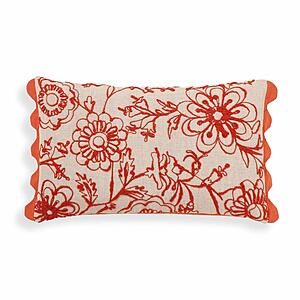 Portia Orange Embroidered Cotton Flex 20 x 12 inch Accent Cushion by TOV Furniture