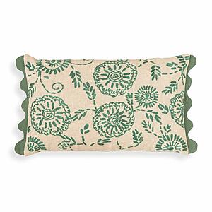 Portia Aqua Embroidered Cotton Flex 20 x 12 inch Accent Cushion by TOV Furniture