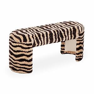 Zebra Brown Striped Tufted Bench by TOV Furniture