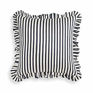 Alessia Navy Striped Ruffle 20 inch Square Accent Pillow by TOV Furniture