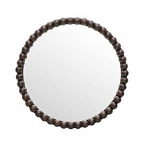 Baria Walnut Finish Round Wall Mirror by TOV Furniture