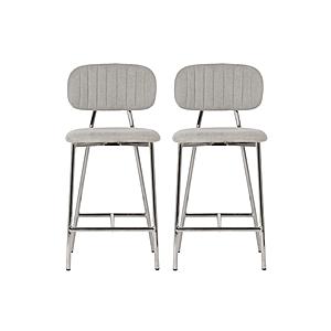 Ariana Gray Counter Stool - Silver Legs (Set of 2) by TOV Furniture