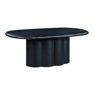 Elika Black Faux Plaster Oval Dining Table by TOV Furniture