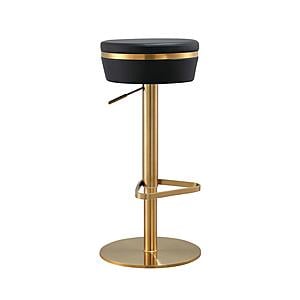Astro Black and Gold Adjustable Stool by TOV Furniture
