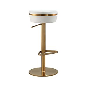 Astro White and Gold Adjustable Stool by TOV Furniture