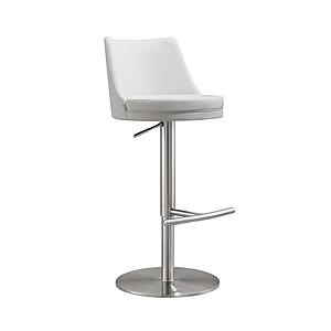 Reagan White and Silver Adjustable Stool by TOV Furniture