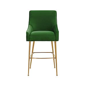 Beatrix Green Velvet Counter Stool - Gold Legs by TOV Furniture