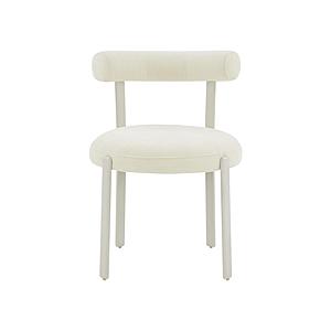 Margaret Cream Chenille Bolster Back Dining Chair by TOV Furniture