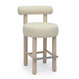 Carmel Cream Boucle and Solid Wood Counter Stool by TOV Furniture