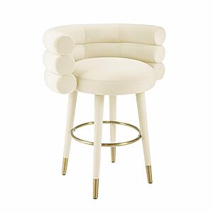 Betty Cream Velvet Counter Stool by TOV Furniture