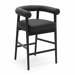 Spara Black Vegan Leather Counter Stool by TOV Furniture