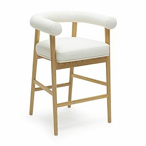 Spara White Vegan Leather Counter Stool by TOV Furniture