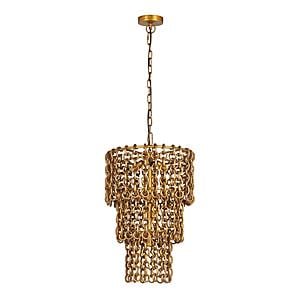 Nirsa Brass Chain Link 3-Tier Chandelier by TOV Furniture