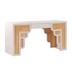 Suzie Cream & Rattan Executive Desk by TOV Furniture