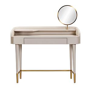 Penelope Taupe Vegan Leather Wrapped Vanity Desk by TOV Furniture