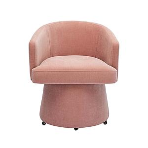 Kristen Pink Upcycled Chenille Rolling Desk Chair by TOV Furniture