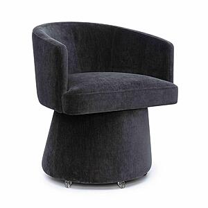 Kristen Black Upcycled Chenille Rolling Desk Chair by TOV Furniture