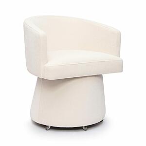 Kristen Cream Upcycled Chenille Rolling Desk Chair by TOV Furniture
