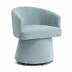 Kristen Faded Blue Upcycled Chenille Rolling Desk Chair by TOV Furniture