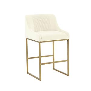 Lisa Cream Pleated Velvet Counter Stool by TOV Furniture