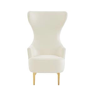 Julia Cream Velvet Channel Tufted Wingback Chair by TOV Furniture