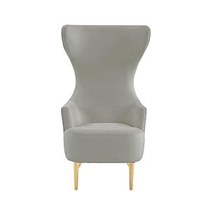 Julia Gray Velvet Channel Tufted Wingback Chair by TOV Furniture