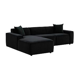 Olafur Black Velvet Sectional - LAF Chaise by TOV Furniture