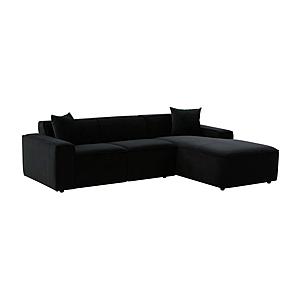 Olafur Black Velvet Sectional - RAF Chaise by TOV Furniture