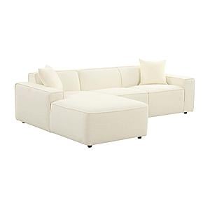 Olafur Cream Linen Sectional - LAF Chaise by TOV Furniture